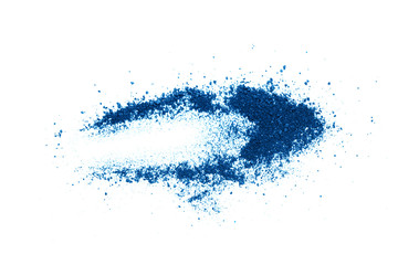 Blue eye shadow waved isolated on white background.