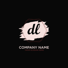 Initial DL handwriting Logo, and Brush and hexagon lines template