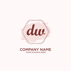 Initial DW handwriting Logo, and Brush and hexagon lines template