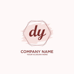 Initial DY handwriting Logo, and Brush and hexagon lines template