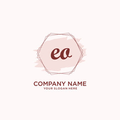 Initial EO handwriting Logo, and Brush and hexagon lines template