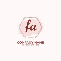 Initial FA handwriting Logo, and Brush and hexagon lines template