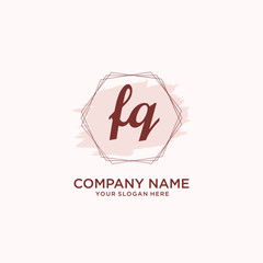 Initial FQ handwriting Logo, and Brush and hexagon lines template