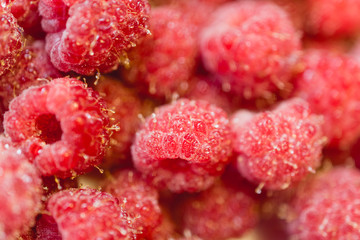 Background texture of dripping raspberry.