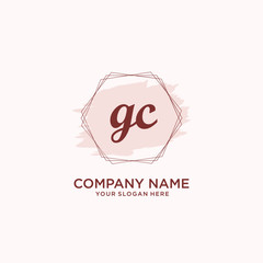 Initial GC handwriting Logo, and Brush and hexagon lines template