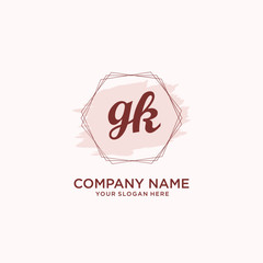 Initial GH handwriting Logo, and Brush and hexagon lines template