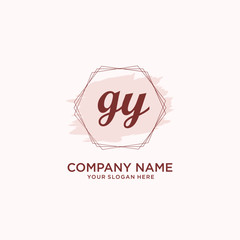 Initial GY handwriting Logo, and Brush and hexagon lines template