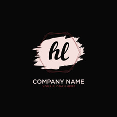 Initial HL handwriting Logo, and Brush and hexagon lines template