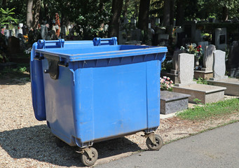 Garbage can in the public cemetery