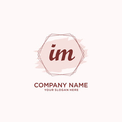 Initial IM handwriting Logo, and Brush and hexagon lines template