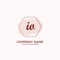 Initial IO handwriting Logo, and Brush and hexagon lines template