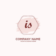 Initial IS handwriting Logo, and Brush and hexagon lines template