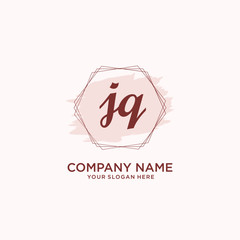 Initial JQ handwriting Logo, and Brush and hexagon lines template