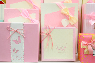 gift packaging boxes on store shelves