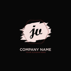 Initial JV handwriting Logo, and Brush and hexagon lines template