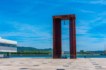 Metal structure on Lima riverside at Viana do Castelo in Portugal