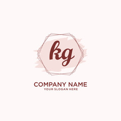 Initial KG handwriting Logo, and Brush and hexagon lines template
