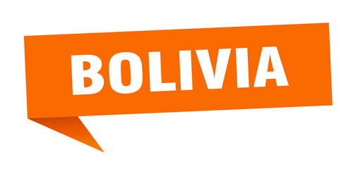 Bolivia sticker. Orange Bolivia signpost pointer sign