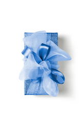 gift box with bows and decorations on a totally white background