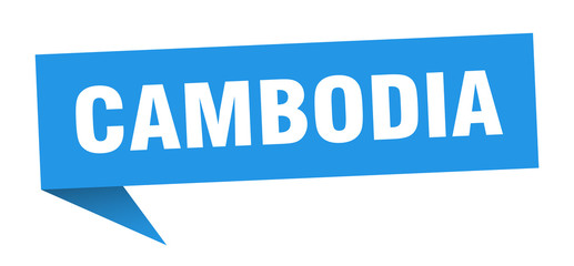 Cambodia sticker. Blue Cambodia signpost pointer sign