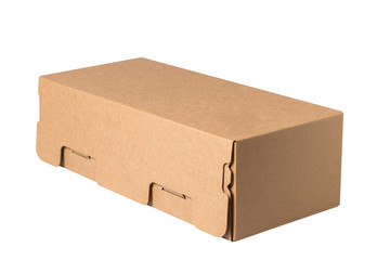 Brown carton box for printer cartridge, isolated