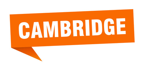Cambridge sticker. Orange Cambridge signpost pointer sign