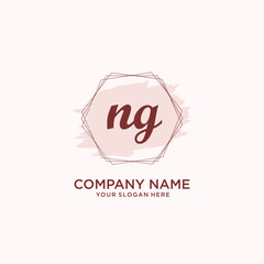 Initial NG handwriting Logo, and Brush and hexagon lines template