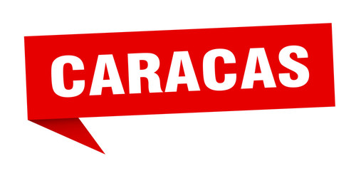 Caracas sticker. Red Caracas signpost pointer sign