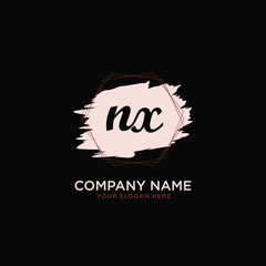 Initial NX handwriting Logo, and Brush and hexagon lines template