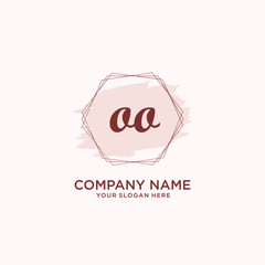 Initial OO handwriting Logo, and Brush and hexagon lines template