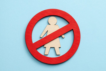 Women are forbidden. Female prohibition sign. No girls