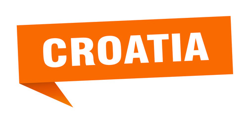 Croatia sticker. Orange Croatia signpost pointer sign