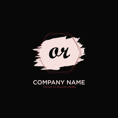 Initial OR handwriting Logo, and Brush and hexagon lines template