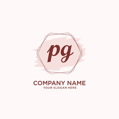 Initial PG handwriting Logo, and Brush and hexagon lines template