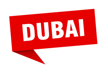 Dubai sticker. Red Dubai signpost pointer sign