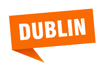 Dublin sticker. Orange Dublin signpost pointer sign