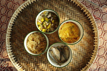 Local Thai Food Set at Ban Pa Pong Piang, Thailand