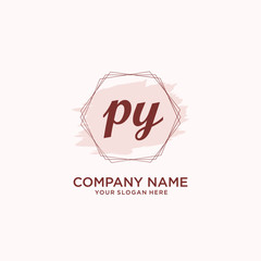Initial PY handwriting Logo, and Brush and hexagon lines template