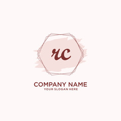 Initial RC handwriting Logo, and Brush and hexagon lines template