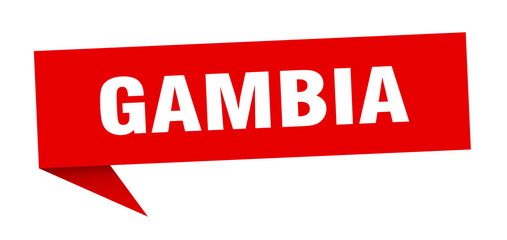Gambia sticker. Red Gambia signpost pointer sign
