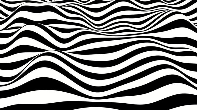 Abstract black and white lines wavy motion. 3D rendering. Creative artistic background. High contrast backdrop