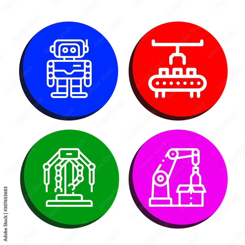 Poster set of robotics icons such as robotics, robot arm, robotic arm , robotics