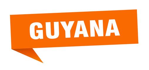 Guyana sticker. Orange Guyana signpost pointer sign
