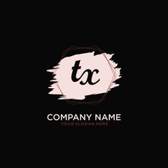 Initial TX handwriting Logo, and Brush and hexagon lines template