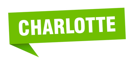 Charlotte sticker. Green Charlotte signpost pointer sign