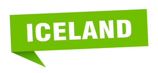 Iceland sticker. Green Iceland signpost pointer sign