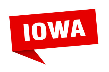 Iowa sticker. Red Iowa signpost pointer sign