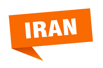 Iran sticker. Orange Iran signpost pointer sign