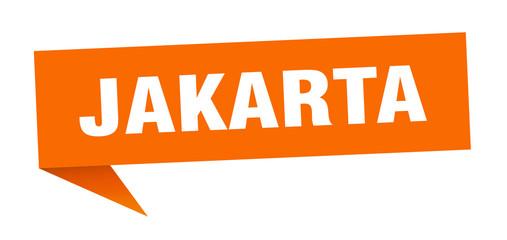 Jakarta sticker. Orange Jakarta signpost pointer sign
