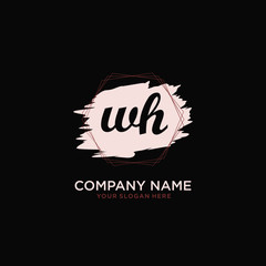 Initial WH handwriting Logo, and Brush and hexagon lines template